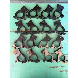 Lot 16 VTG Restoration Hardware Scottie Dog Napkin Rings Wheels Black